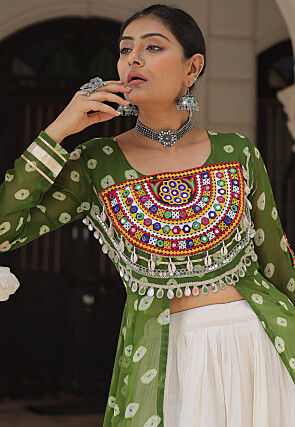 Navratri Special Georgette Lehenga in Light Green