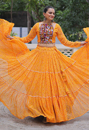 Navratri Special Georgette Lehenga in Mustard
