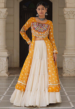 Navratri Special Georgette Lehenga in Mustard