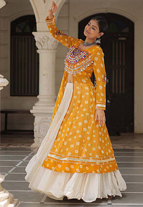 Navratri Special Georgette Lehenga in Mustard