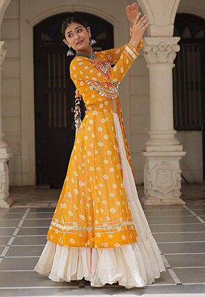 Navratri Special Georgette Lehenga in Mustard