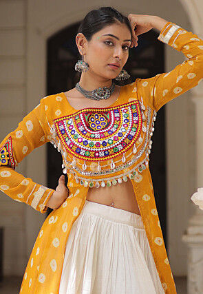 Navratri Special Georgette Lehenga in Mustard