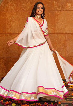 Navratri Special Georgette Lehenga in Off White