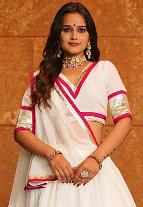 Navratri Special Georgette Lehenga in Off White