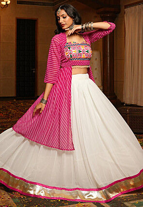 Navratri Special Georgette Lehenga in Off White