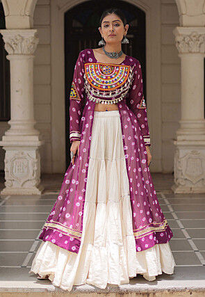 Navratri Special Georgette Lehenga in Wine