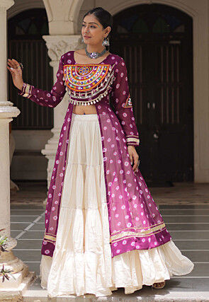 Navratri Special Georgette Lehenga in Wine