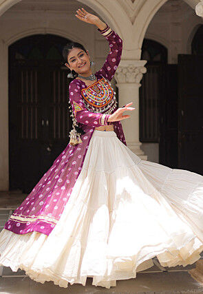 Navratri Special Georgette Lehenga in Wine