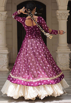 Navratri Special Georgette Lehenga in Wine