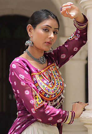 Navratri Special Georgette Lehenga in Wine