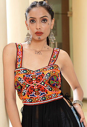 Navratri Special Georgette Straight Kurta in Black