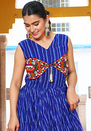 Navratri Special Georgette Tiered Gown in Royal Blue