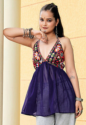 Navratri Special Georgette Tunic in Purple