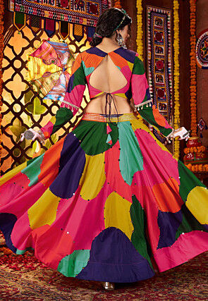 Navratri Special Muslin Silk Lehenga in Multicolor