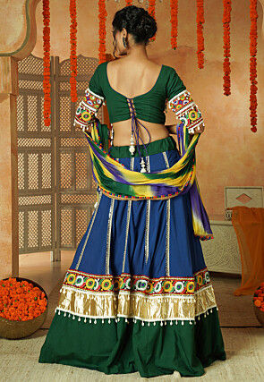 Navratri Special Pure Cotton Lehenga in Blue and Green