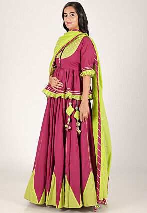 Navratri Special Pure Cotton Lehenga in Magenta