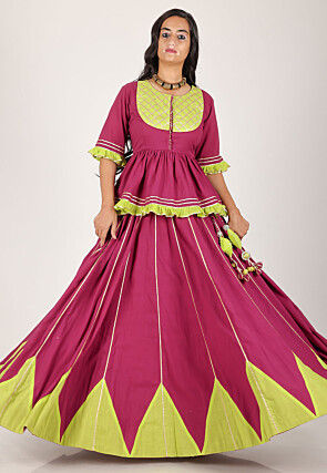 Navratri Special Pure Cotton Lehenga in Magenta