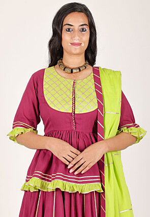 Navratri Special Pure Cotton Lehenga in Magenta
