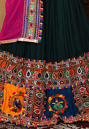 Navratri Special Rayon Embroidered Lehenga in Dark Green