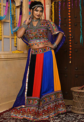 Navratri Special Rayon Embroidered Lehenga in Multicolor