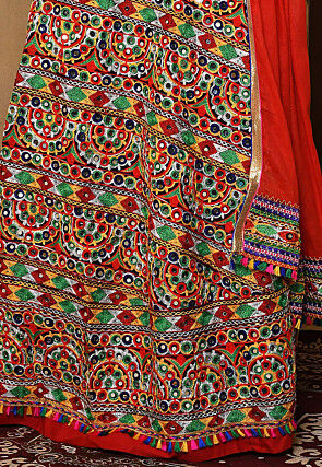 Navratri Special Rayon Embroidered Lehenga in Multicolor