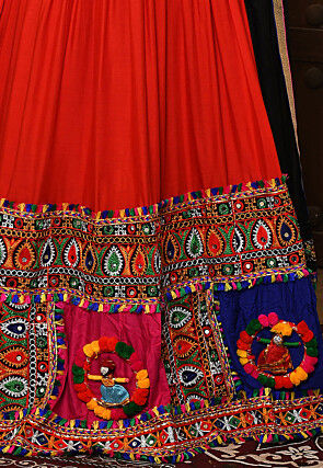 Navratri Special Rayon Embroidered Lehenga in Red