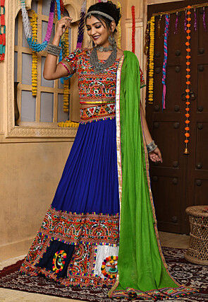 Navratri Special Rayon Embroidered Lehenga in Royal Blue