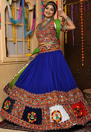 Navratri Special Rayon Embroidered Lehenga in Royal Blue