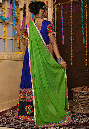Navratri Special Rayon Embroidered Lehenga in Royal Blue