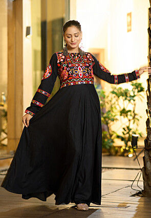 Navratri Special Rayon Gown in Black