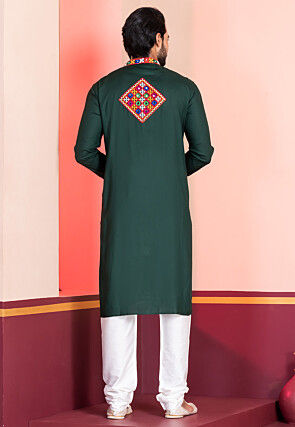 Navratri Special Rayon Kurta Set in Dark Green