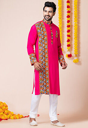 Navratri Special Rayon Kurta Set in Pink