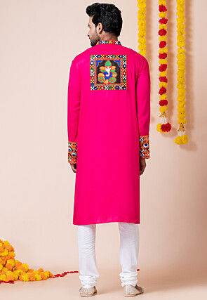 Navratri Special Rayon Kurta Set in Pink