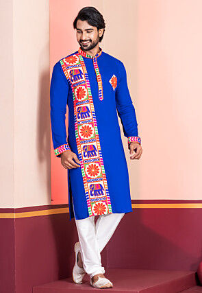 Navratri Special Rayon Kurta Set in Royal Blue
