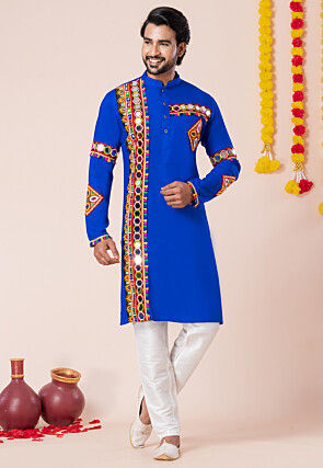 Navratri Special Rayon Kurta Set in Royal Blue