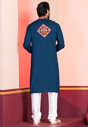 Navratri Special Rayon Kurta Set in Teal Blue