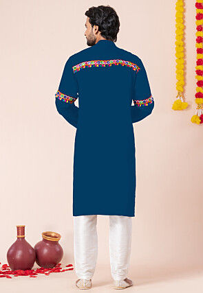 Navratri Special Rayon Kurta Set in Teal Blue