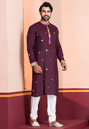 Navratri Special Rayon Kurta Set in Violet