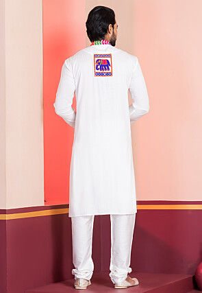 Navratri Special Rayon Kurta Set in White