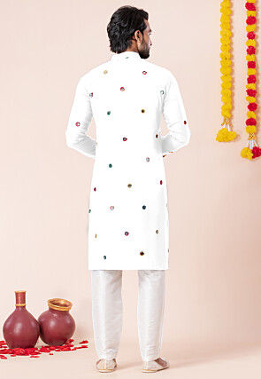 Navratri Special Rayon Kurta Set in White