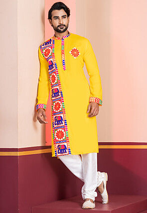 Navratri Special Rayon Kurta Set in Yellow