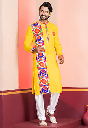 Navratri Special Rayon Kurta Set in Yellow