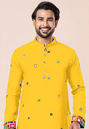 Navratri Special Rayon Kurta Set in Yellow