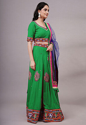 Navratri Special Rayon Lehenga in Green