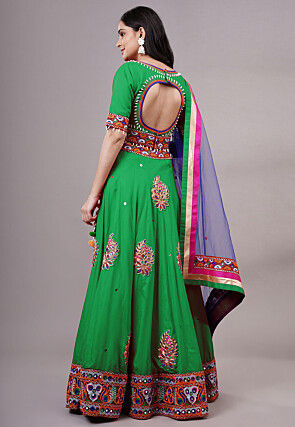 Navratri Special Rayon Lehenga in Green