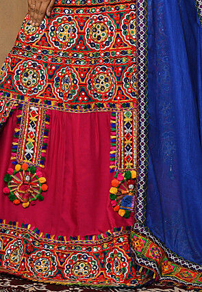 Navratri Special Rayon Lehenga in Multicolor and Fuchsia
