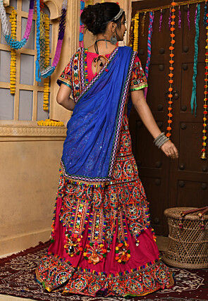 Navratri Special Rayon Lehenga in Multicolor and Fuchsia