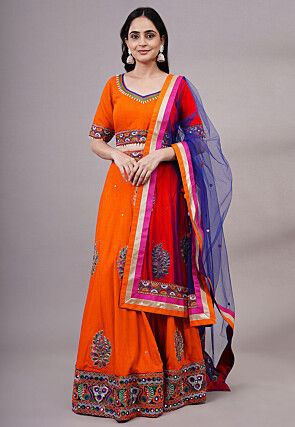 Navratri Special Rayon Lehenga in Orange