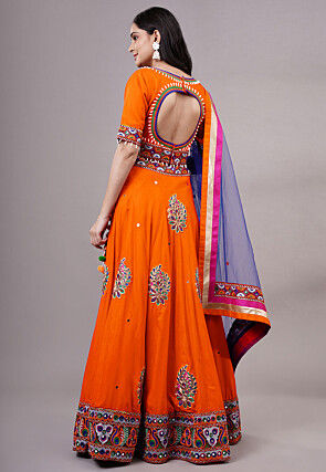 Navratri Special Rayon Lehenga in Orange