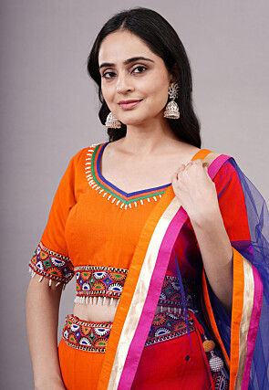 Navratri Special Rayon Lehenga in Orange